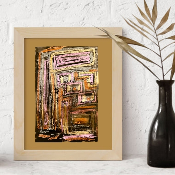 Original "Batik II" Wax Resist & Watercolor on Fine Art Paper, 6x9 - Picture 1 of 2